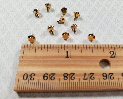 Dollhouse Tiny Gold Brass Knobs for Door or Drawer Pulls 10 pcs 1:12 Scale