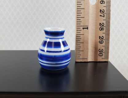 Dollhouse Vase Blue & White Striped Large for Flowers Ceramic 1:12 Scale