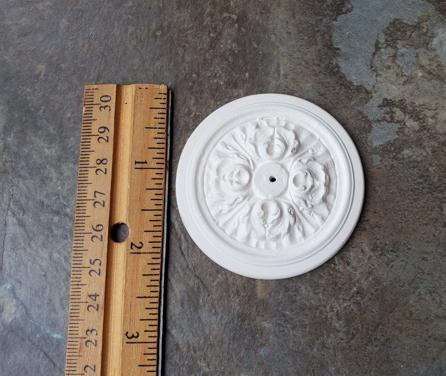 Dollhouse Miniature Ceiling Rose Medallion with Hole Plaster 1:12 Scale 58 mm