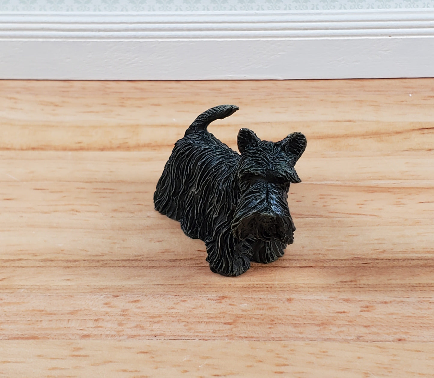 Dollhouse Puppy Dog Scottie Scottish Terrier Black 1:12 Scale Miniature Pet