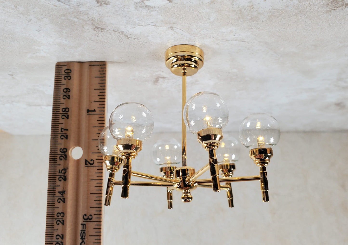 Dollhouse Chandelier Mid Century Modern 6 Arm Wand Battery 1:12 Scale