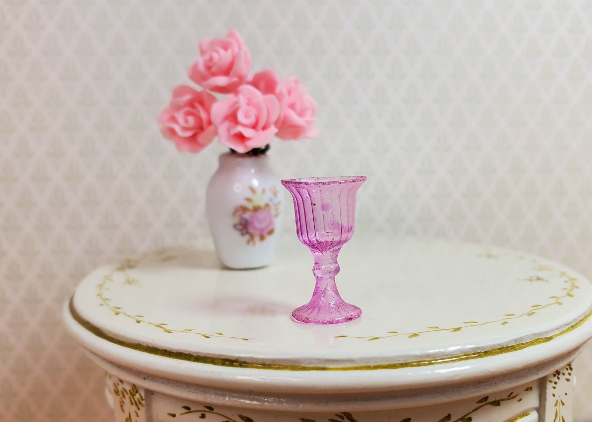Dollhouse Wine Glass or Water Goblet Lavender 1:12 Miniature Dishes