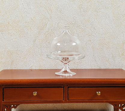 Dollhouse Small Domed Clear Glass Dessert Plate Pedestal 1:12 Scale Miniature