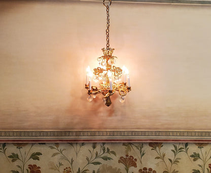 Dollhouse Crystal Ceiling Light "Debussy" Handmade 12 Volt 1:12 Scale Miniature