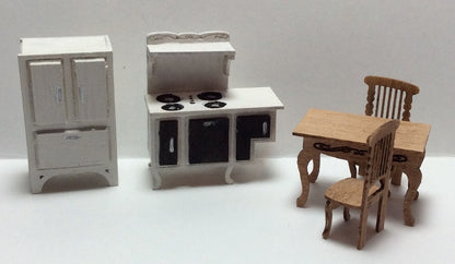 Dollhouse Quarter Scale Furniture Kit DIY Victorian Kitchen Set 1:48 Miniatures