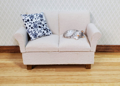 Dollhouse Miniature Pillow Navy Blue Vines Flowers Handmade 1:12 Scale 1 1/2"