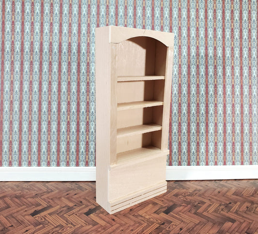 Dollhouse Bookcase 4 Shelves 1:12 Scale Miniature Bookshelf Unpainted Wood