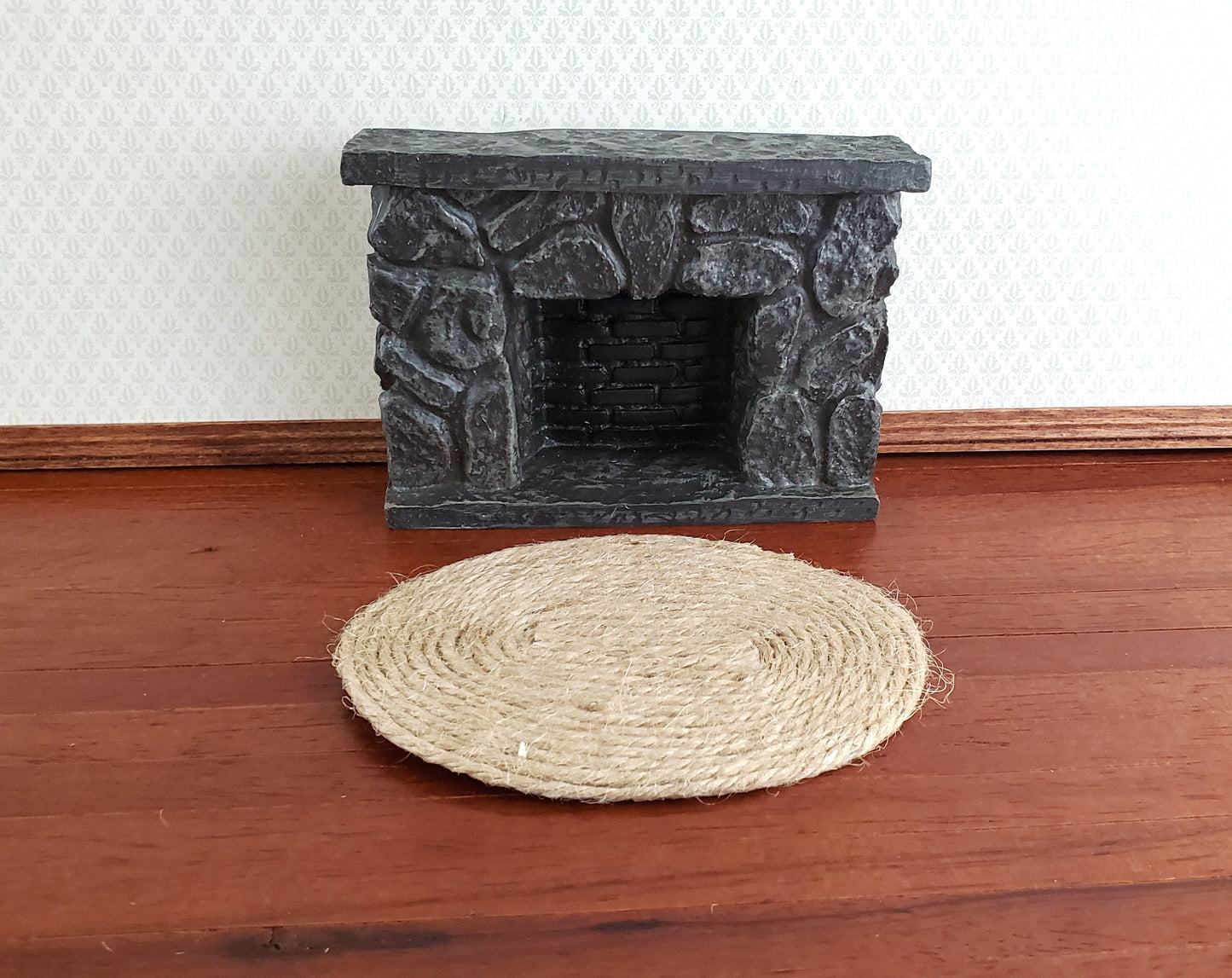 Dollhouse Miniature Oval Rush Mat Jute Twine Rug Small 1:12 Scale