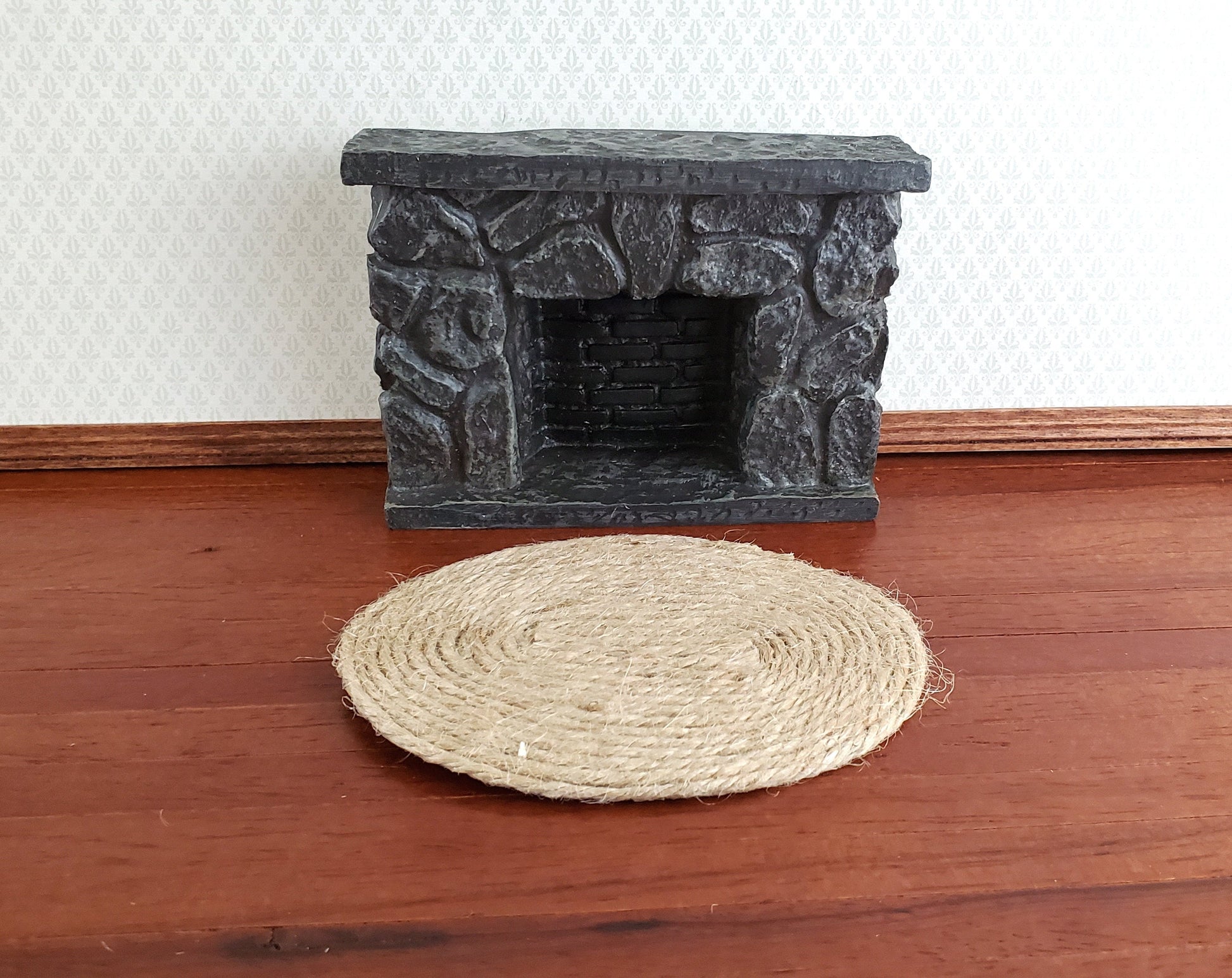 Dollhouse Miniature Oval Rush Mat Jute Twine Rug Small 1:12 Scale