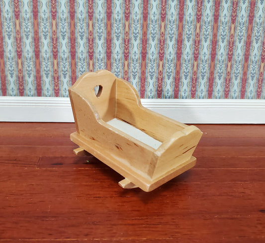 Dollhouse Cradle Small Crib for Nursery Light Oak Finish 1:12 Scale Miniature Furniture