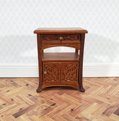 JBM Miniature Side Table or Nightstand with Drawer 1:12 Scale Dollhouse Furniture