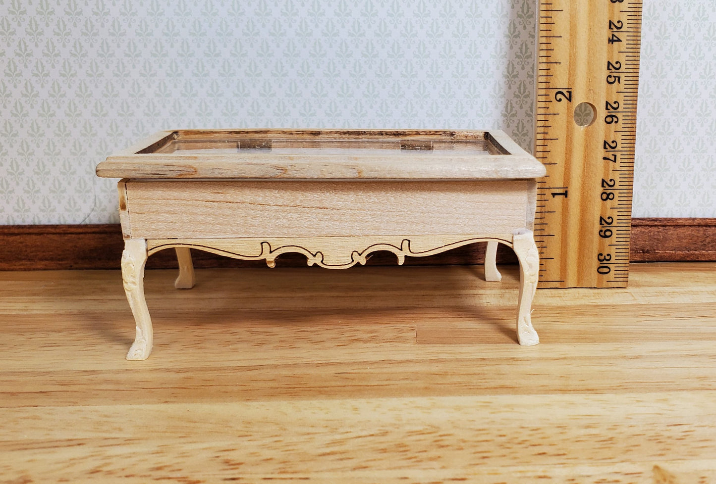 Dollhouse Low Curio Table Display Cabinet Lifting Top 1:12 Scale Miniature