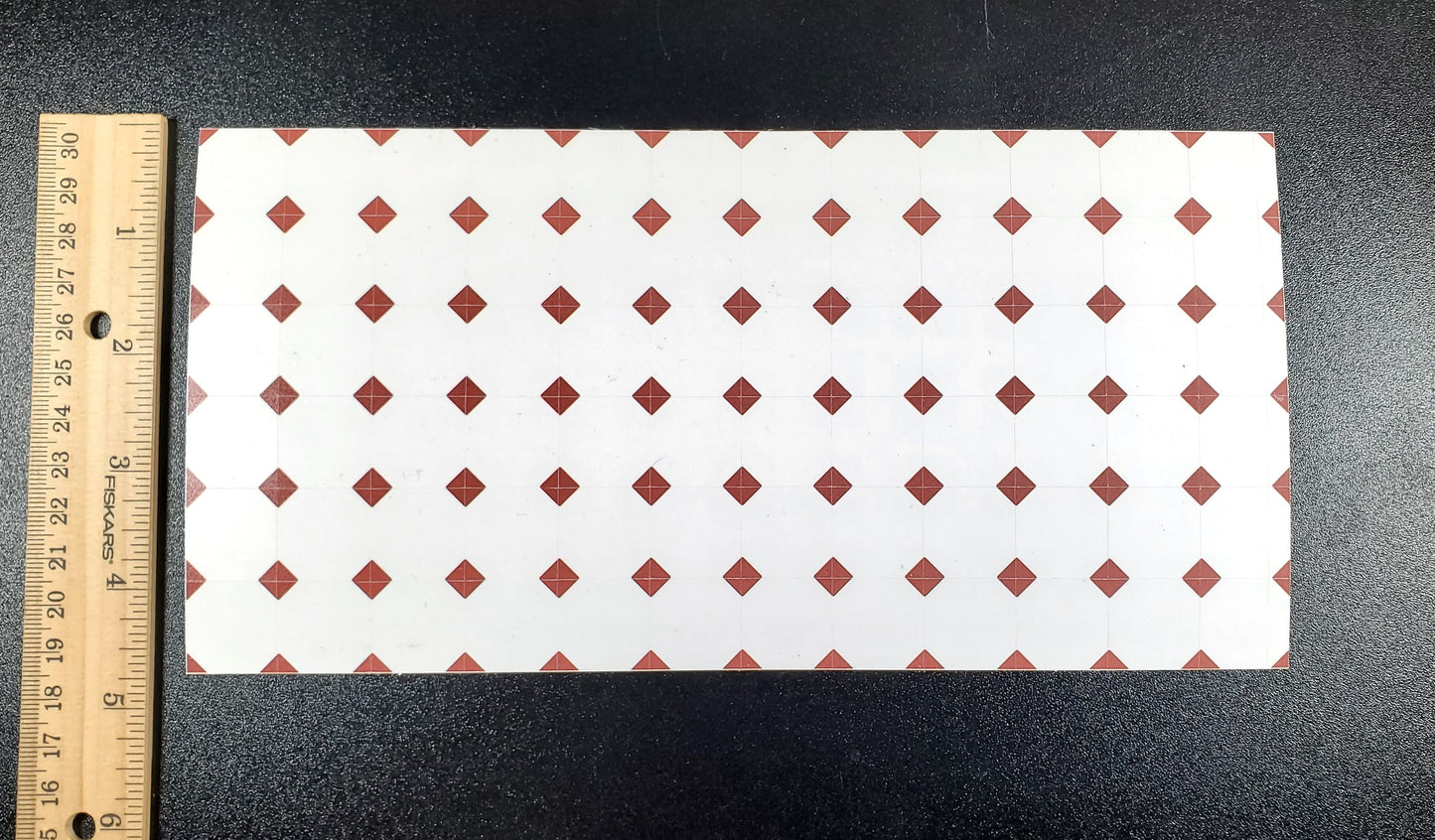 Dollhouse Tile Floor Sheet White with Dark Red Diamonds 1:12 Scale Miniature