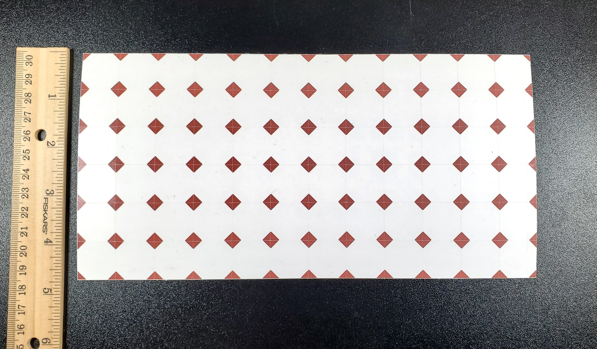 Dollhouse Tile Floor Sheet White with Dark Red Diamonds 1:12 Scale Miniature