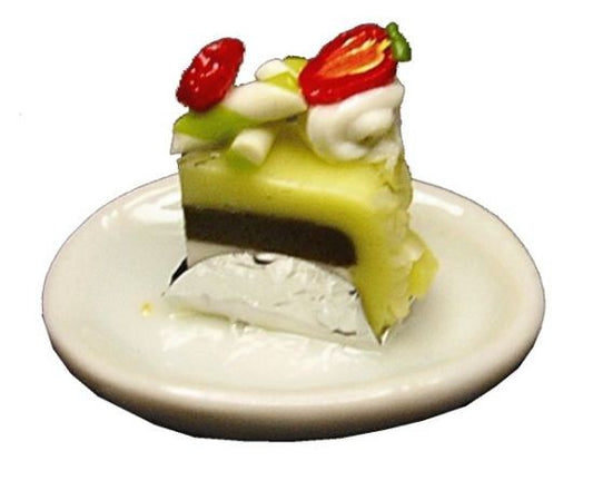 Dollhouse Strawberry Topped Slice of Cake 1:12 Scale Miniature Food Dessert