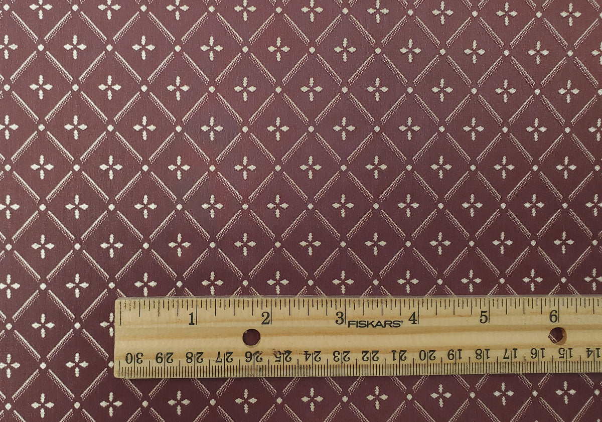 Dollhouse Wallpaper Burgundy Trellis 3 Sheets 1:12 Scale Miniature Heavy Paper