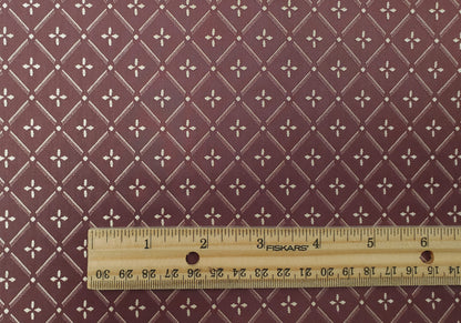 Dollhouse Wallpaper Burgundy Trellis 3 Sheets 1:12 Scale Miniature Heavy Paper