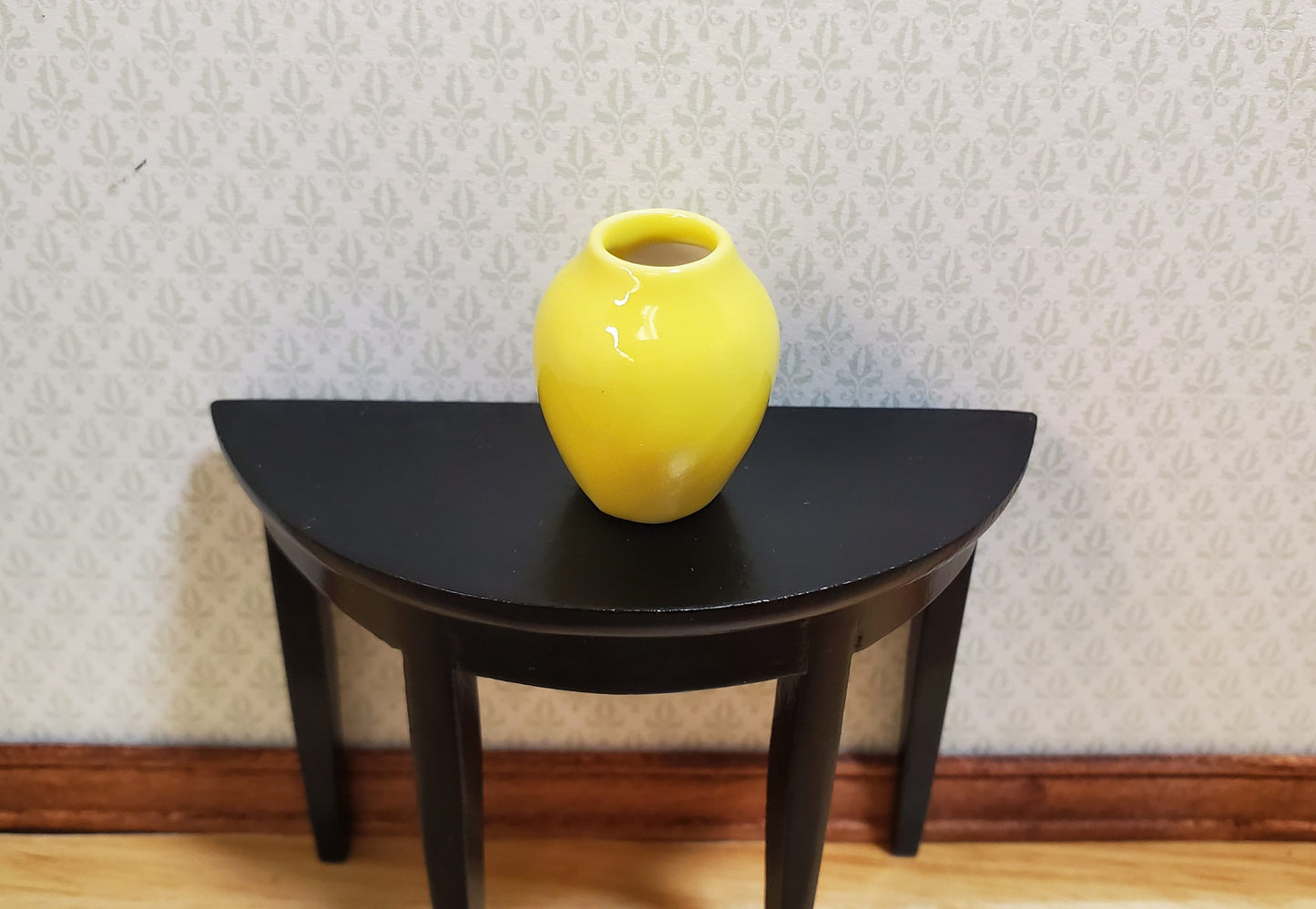 Dollhouse Ceramic Vase Bright Yellow 1:12 Scale Miniature Modern Style