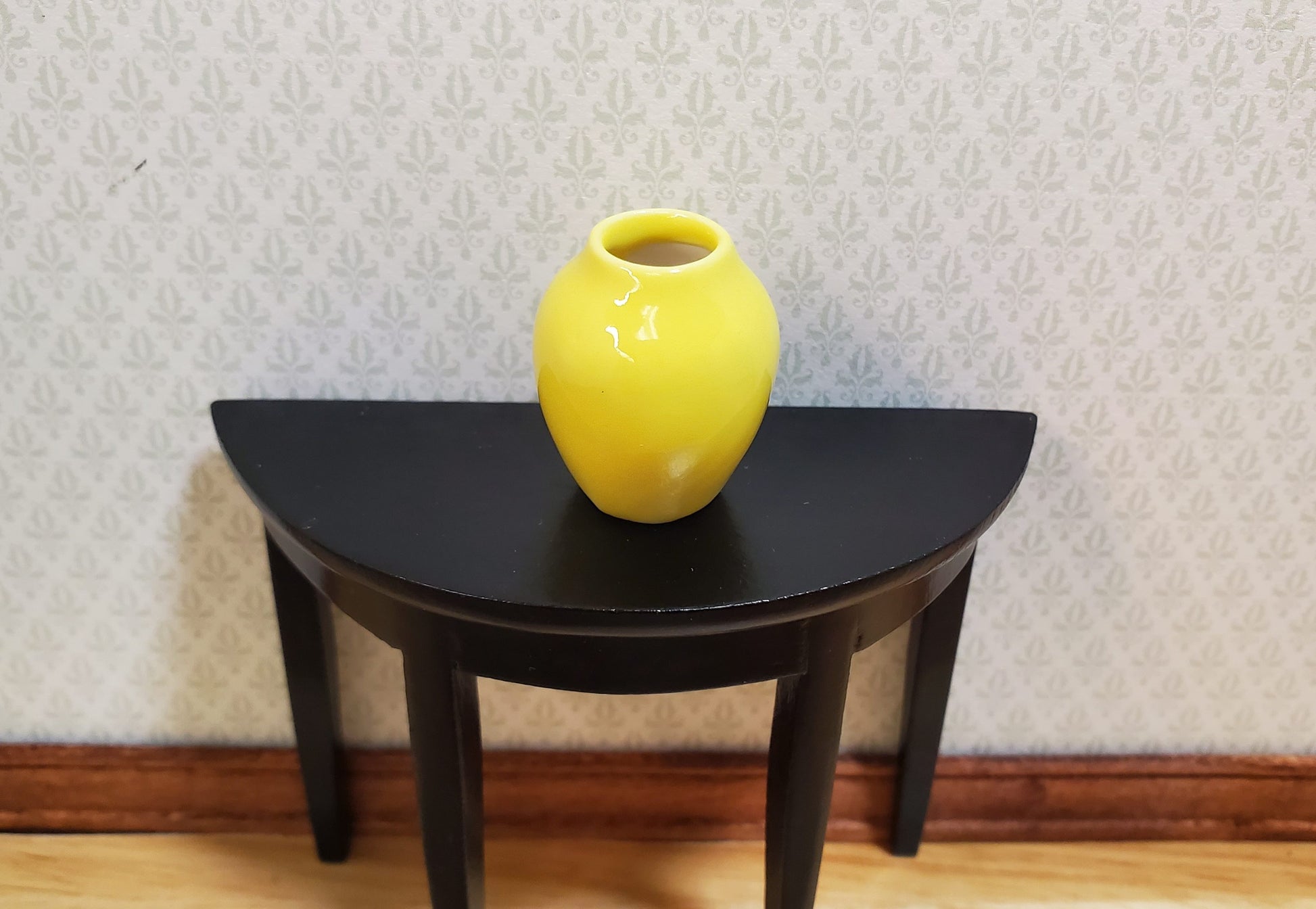 Dollhouse Ceramic Vase Bright Yellow 1:12 Scale Miniature Modern Style