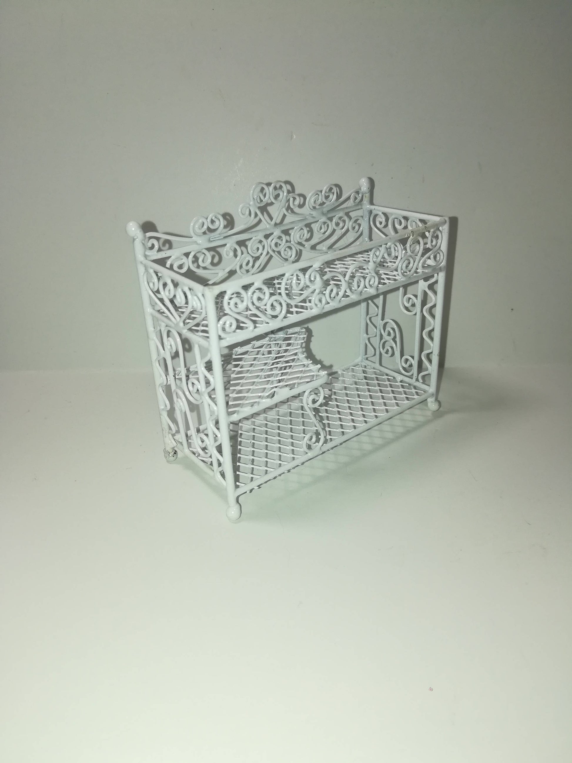 Dollhouse Miniature Wire Plant Stand 3 Shelf White 1:12 Scale or Fairy Garden