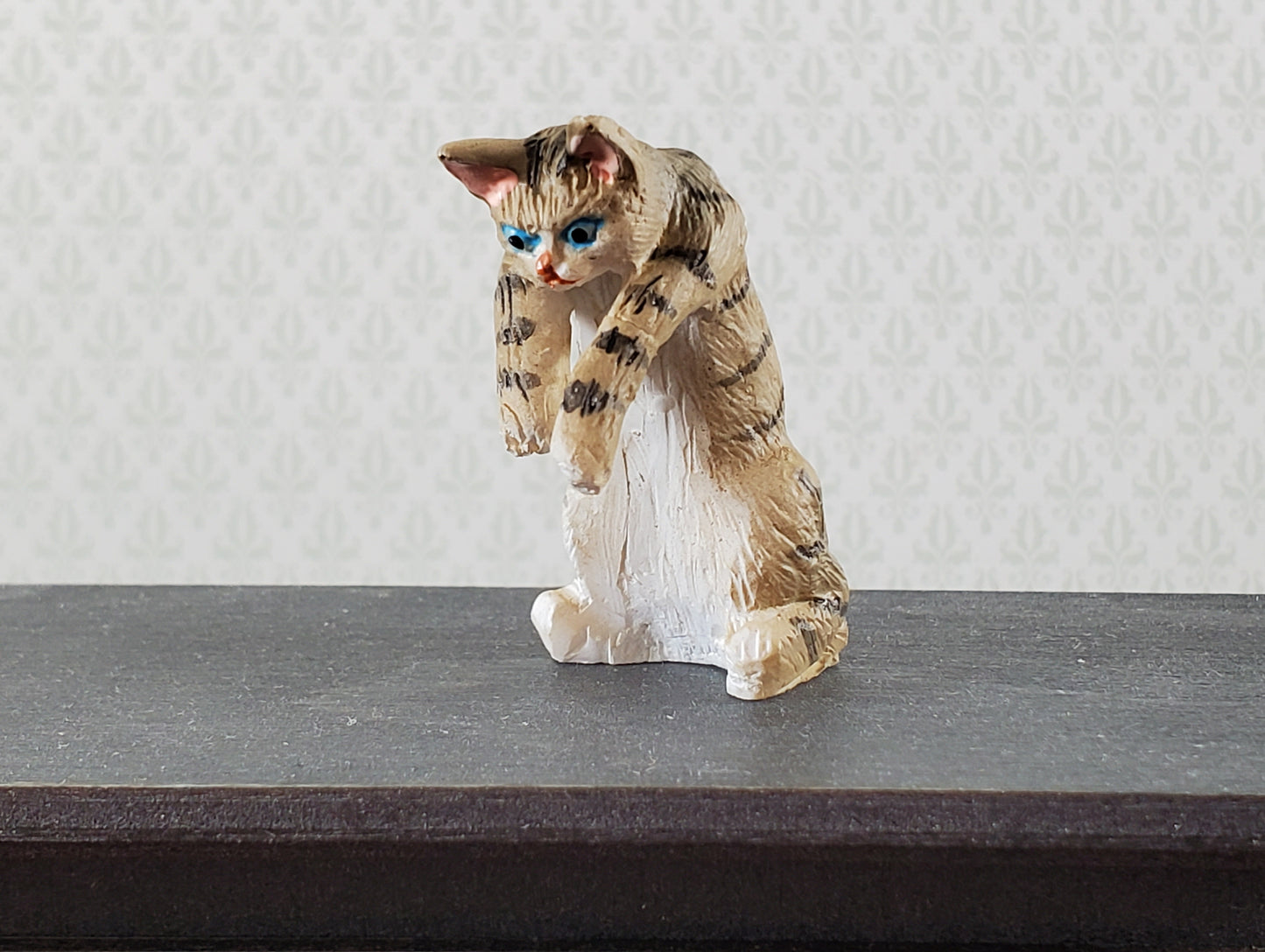 Dollhouse Kitty Cat Striped Tabby Mischievous Climbing 1:12 Scale Miniature Pet