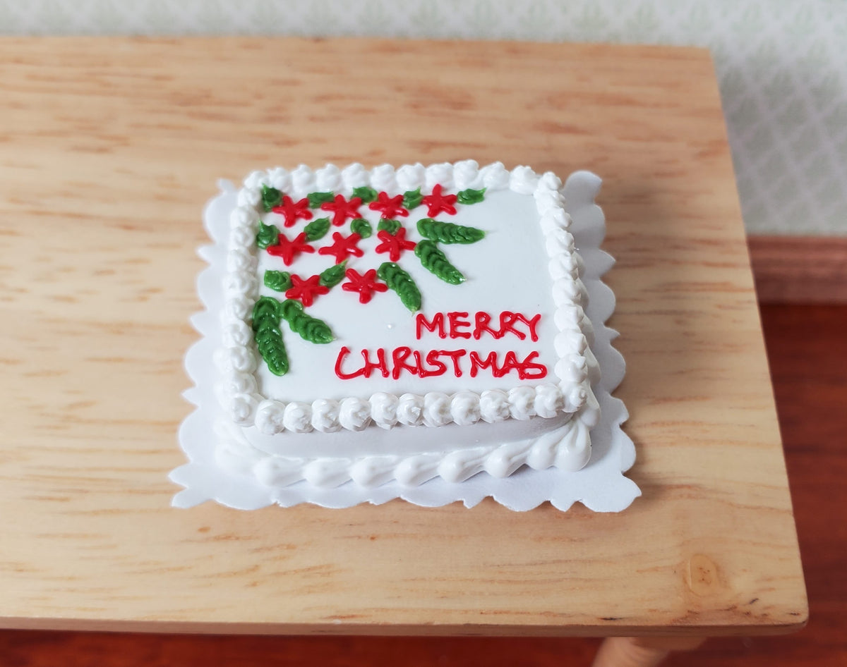 Dollhouse Merry Christmas Sheet Cake 1:12 Scale Miniature Food Bakery