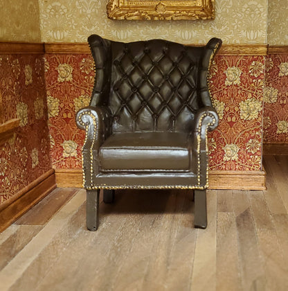 Dollhouse Chair Tufted Chippendale Resin Faux Leather 1:12 Scale by Reutter