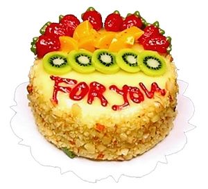 Dollhouse "For You" Fruit Topped Cake 1:12 Scale Miniature Food Dessert Bakery