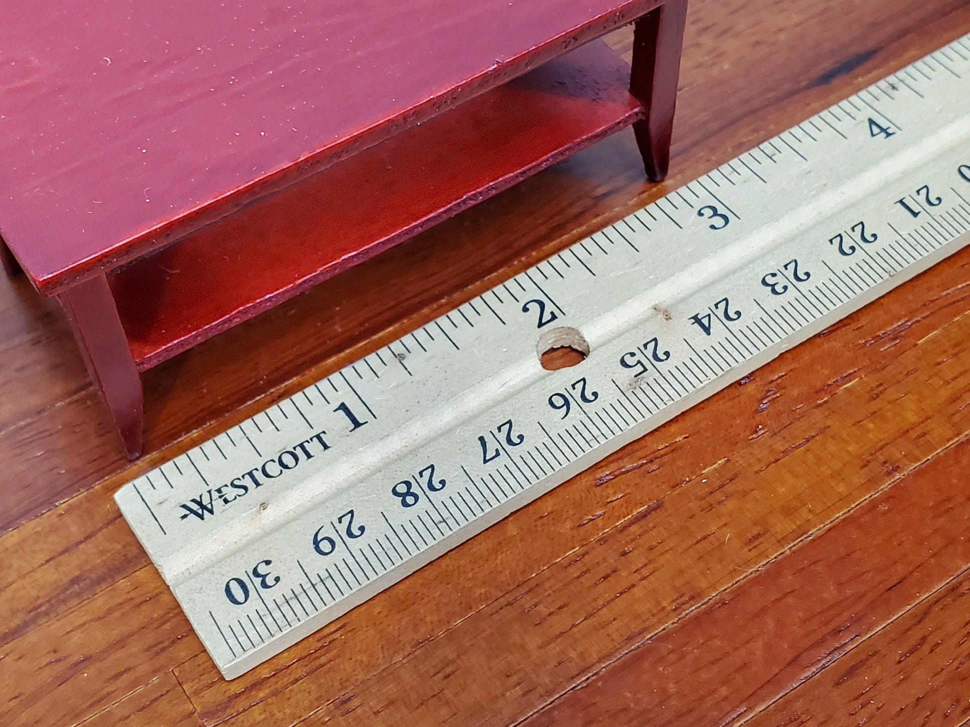Dollhouse Modern Coffee Table with Shelf Wood Mahogany Finish 1:12 Scale Miniature Furniture