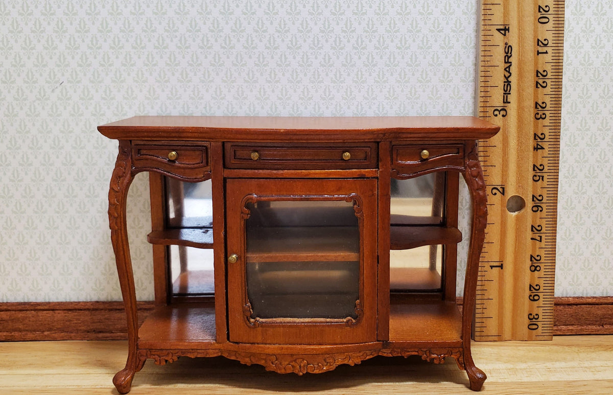 Bespaq Dollhouse Side Board Buffet Walnut Finish 1:12 Scale Miniature Furniture