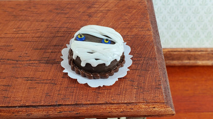 Dollhouse Halloween Mummy Cake Round 1:12 Miniature Food Kitchen Bakery