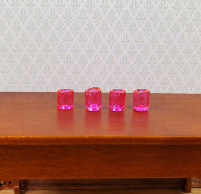 Dollhouse HALF SCALE Bright Pink Glass Cup x4 1:24 Miniature Glasses Kitchen