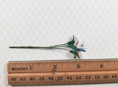 Dollhouse White Bird of Paradise Single Stem with Foliage 1:12 Scale Miniature