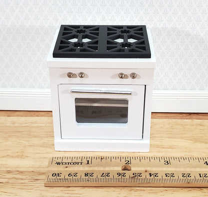 Dollhouse Kitchen Oven w/ Stove Top Modern White 4 Burners 1:12 Scale Miniature
