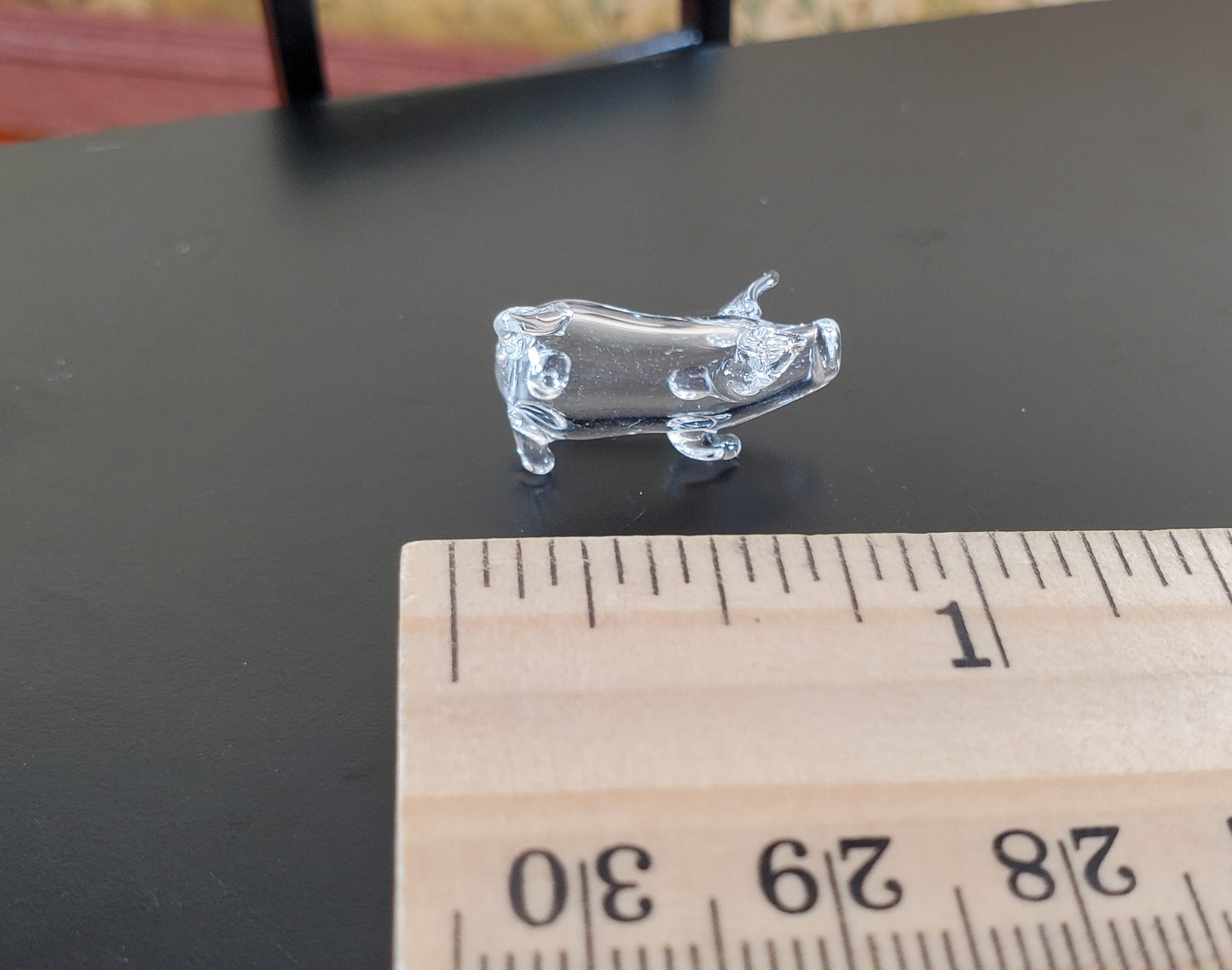 Miniature Small Glass Pig Centerpiece Sculpture 1:12 Scale Dollhouse