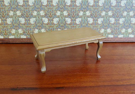 Dollhouse Coffee Table Rectangle Light Walnut Finish 1:12 Scale Miniature Furniture