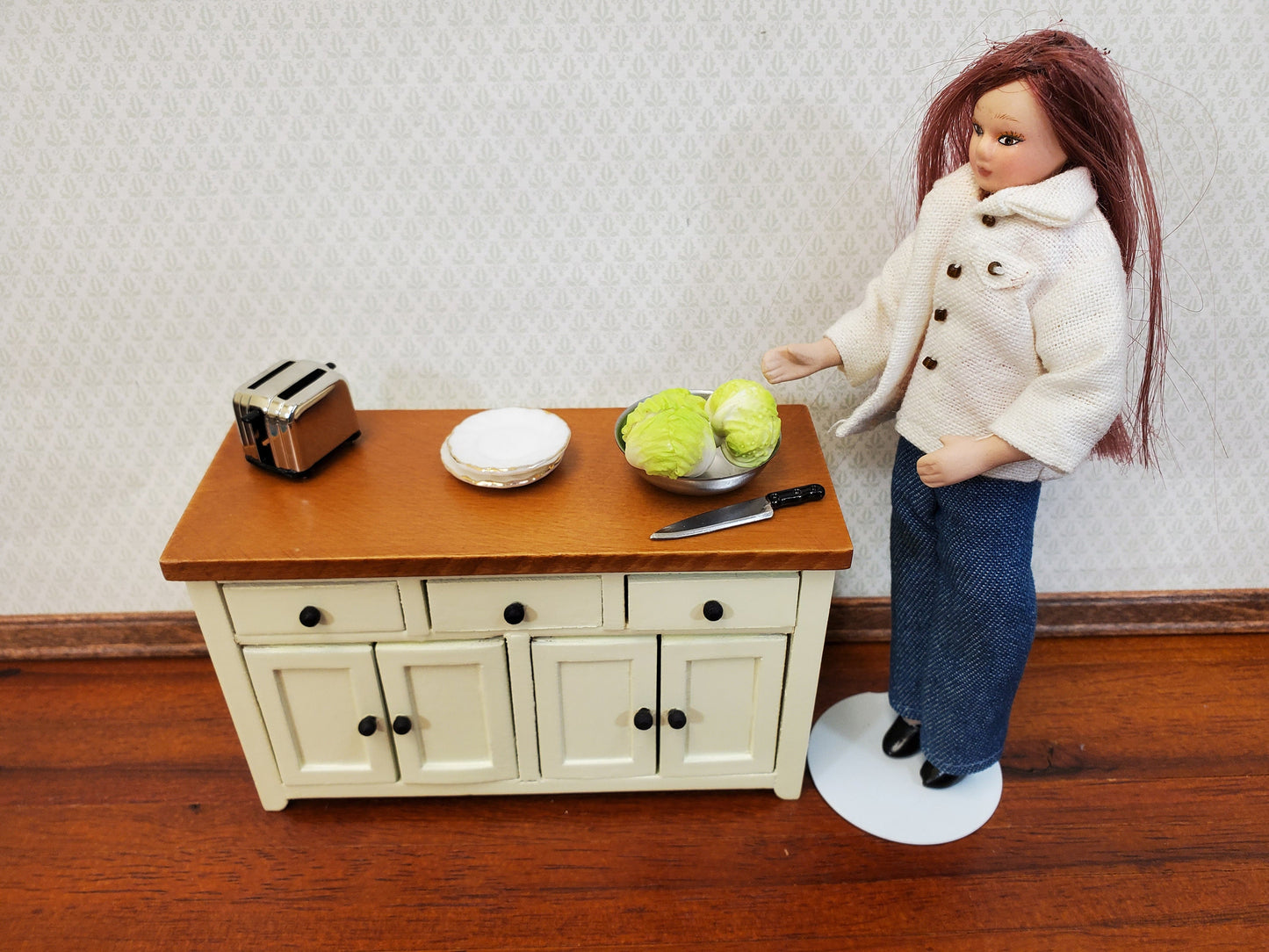 Dollhouse Cabbage or Iceberg Lettuce 3 Heads 1:12 Scale Miniature Kitchen Food Vegetables