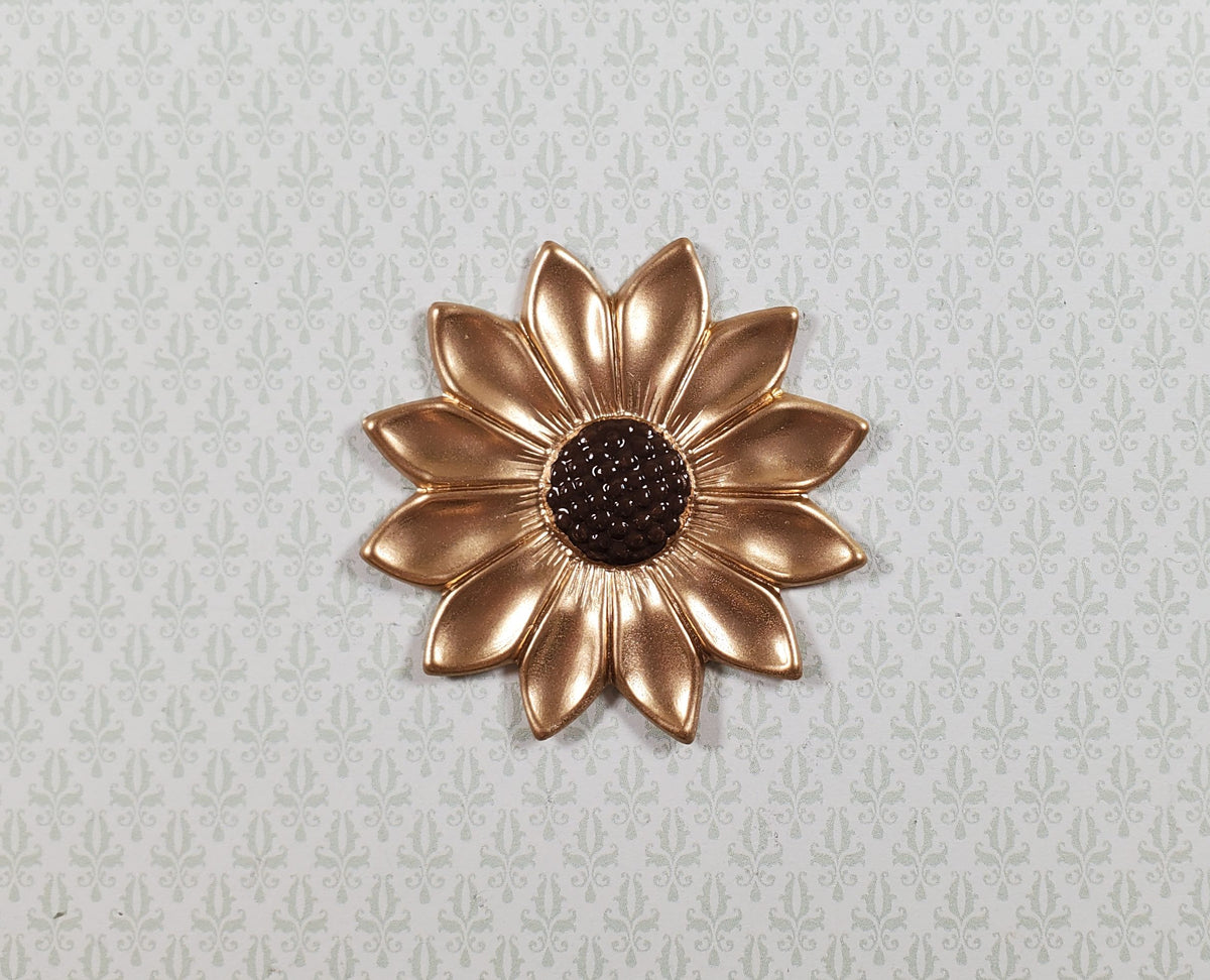Large Flower Gold Metal Embellishment Wall Art 1 3/4" Hand Painted