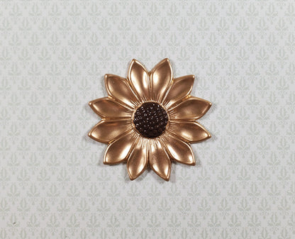 Large Flower Gold Metal Embellishment Wall Art 1 3/4" Hand Painted
