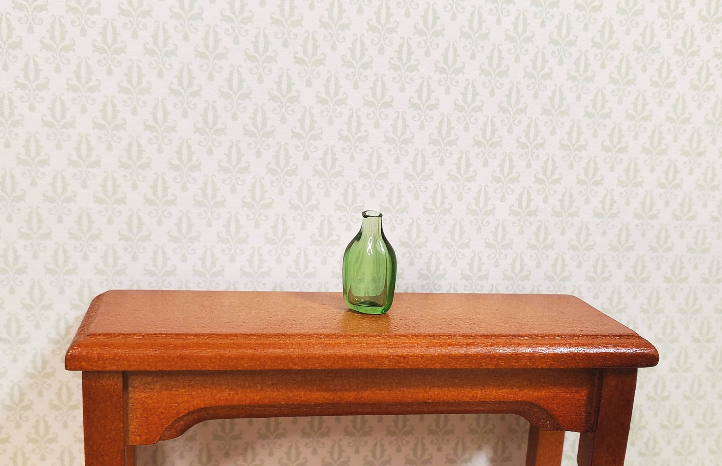 Dollhouse Green Glass Flask 1:12 Scale Miniature Kitchen