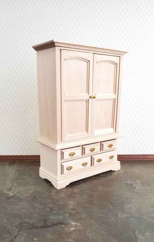 Dollhouse Blanket Cabinet Cupboard Large 1:12 Scale Furniture Unpainted Wood