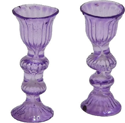 Dollhouse Lavender Glass Candlestick Holders Set of 2 1:12 Scale Miniature