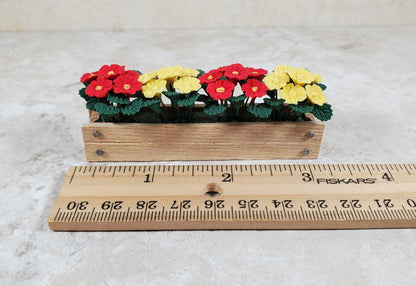 Dollhouse Red & Yellow Flowers in 3.25" Window Box Planter 1:12 Scale Miniature