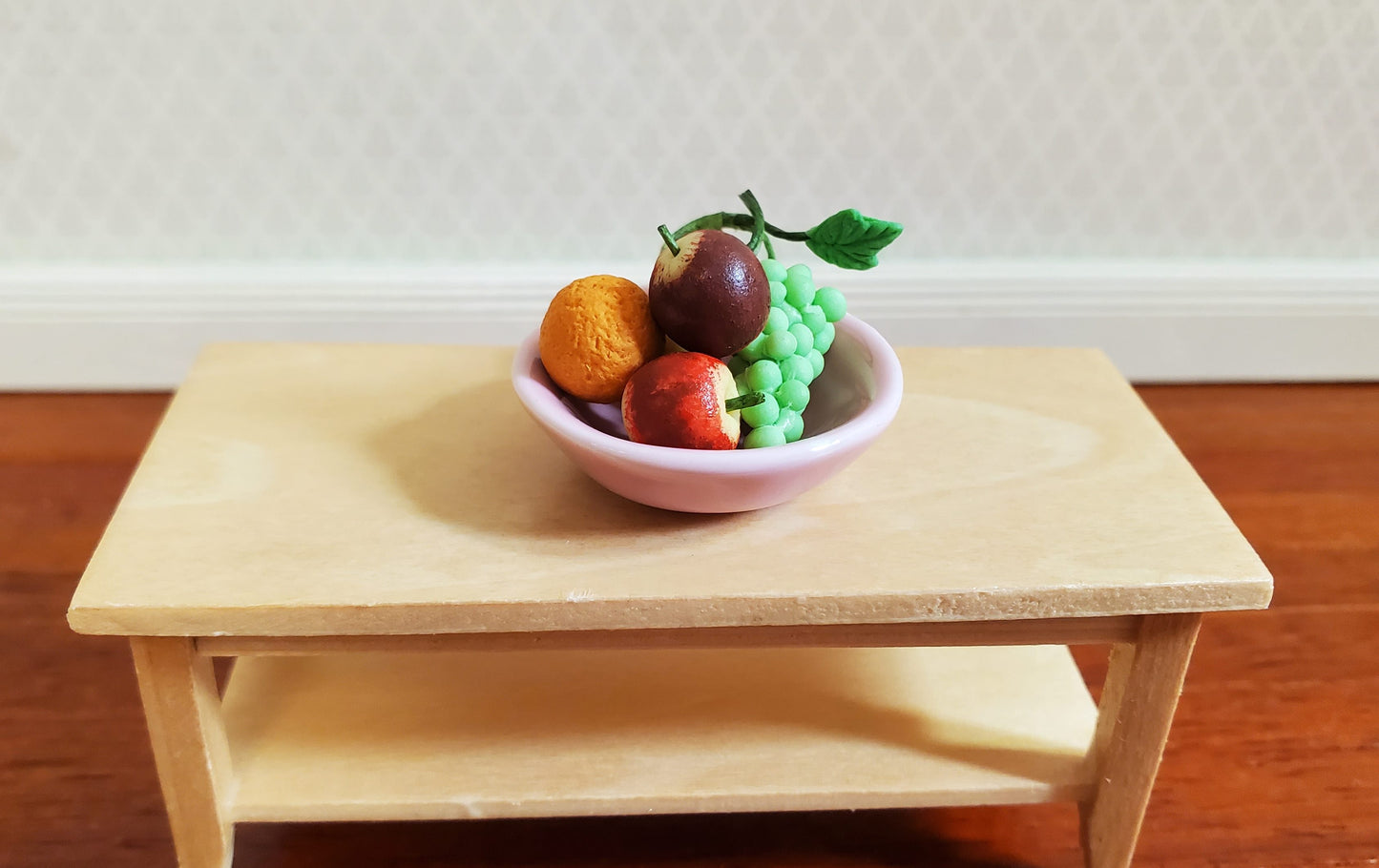 Dollhouse Large Pink Porcelain Bowl 1:12 Scale Miniature