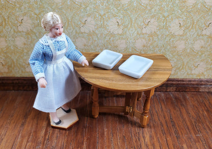 Dollhouse Rectangular White Ceramic Baking Tray Set of 2 1:24 Scale Miniature