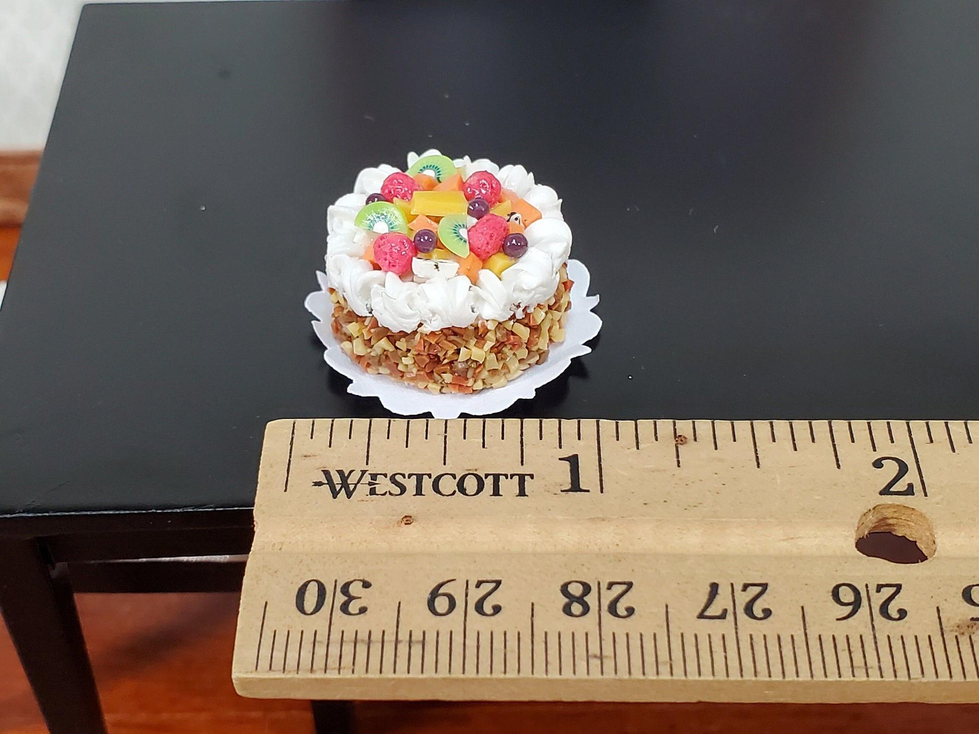 Dollhouse Cake Round with Fruit and Nuts 1:12 Scale Miniature Food Bakery