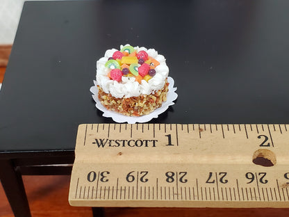 Dollhouse Cake Round with Fruit and Nuts 1:12 Scale Miniature Food Bakery