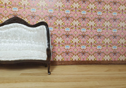 Dollhouse Wallpaper Victorian Morris Style Pink 1:12 Scale Miniature Itsy Bitsy