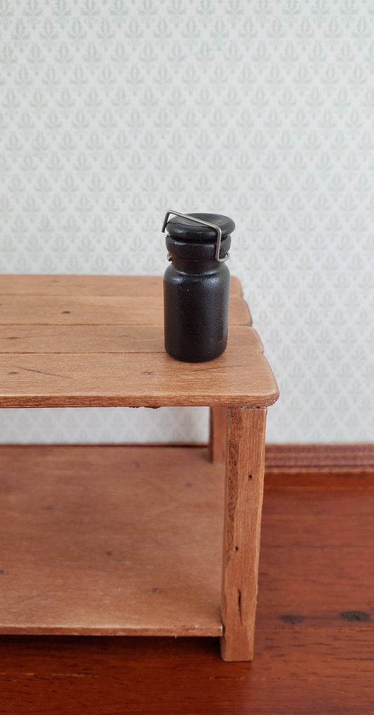 Dollhouse Miniature Canning Jar Large Black Glass with Lid 1:12 Scale