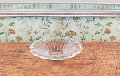 Dollhouse Glass Flared Ribbed Platter 1:12 Scale Miniature Kitchen Decor